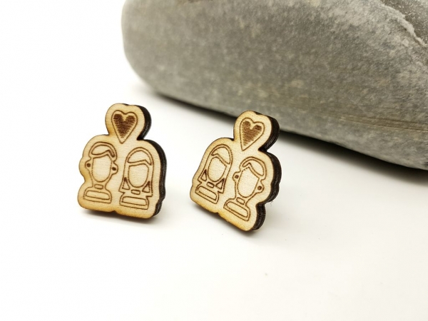 Pärchen Motiv Holz Ohrstecker
